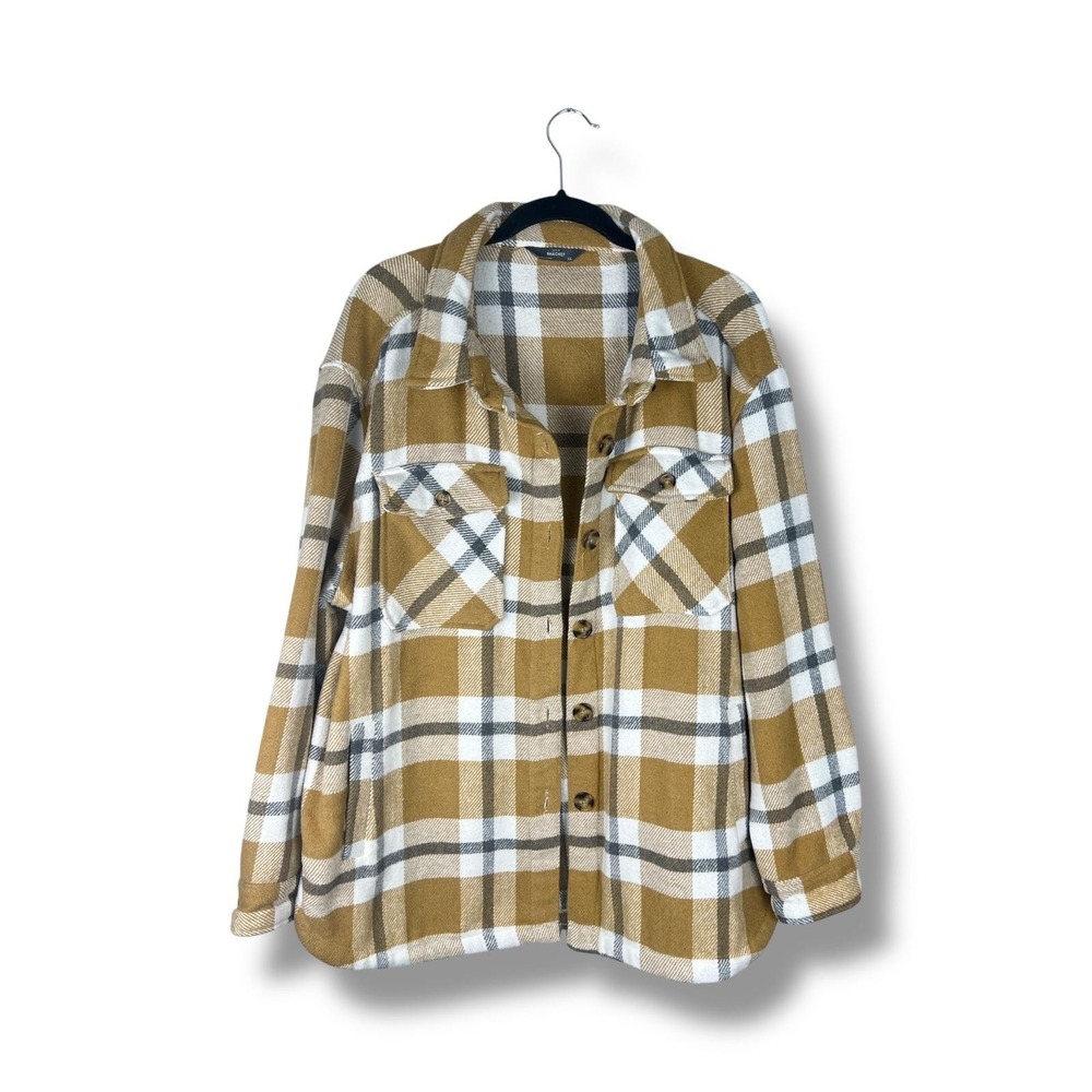 Members Mark Shacket Jacket Womens XL Plaid Button Up‎ Overshirt Wool Blend